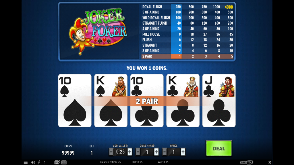 joker poker video poker theme