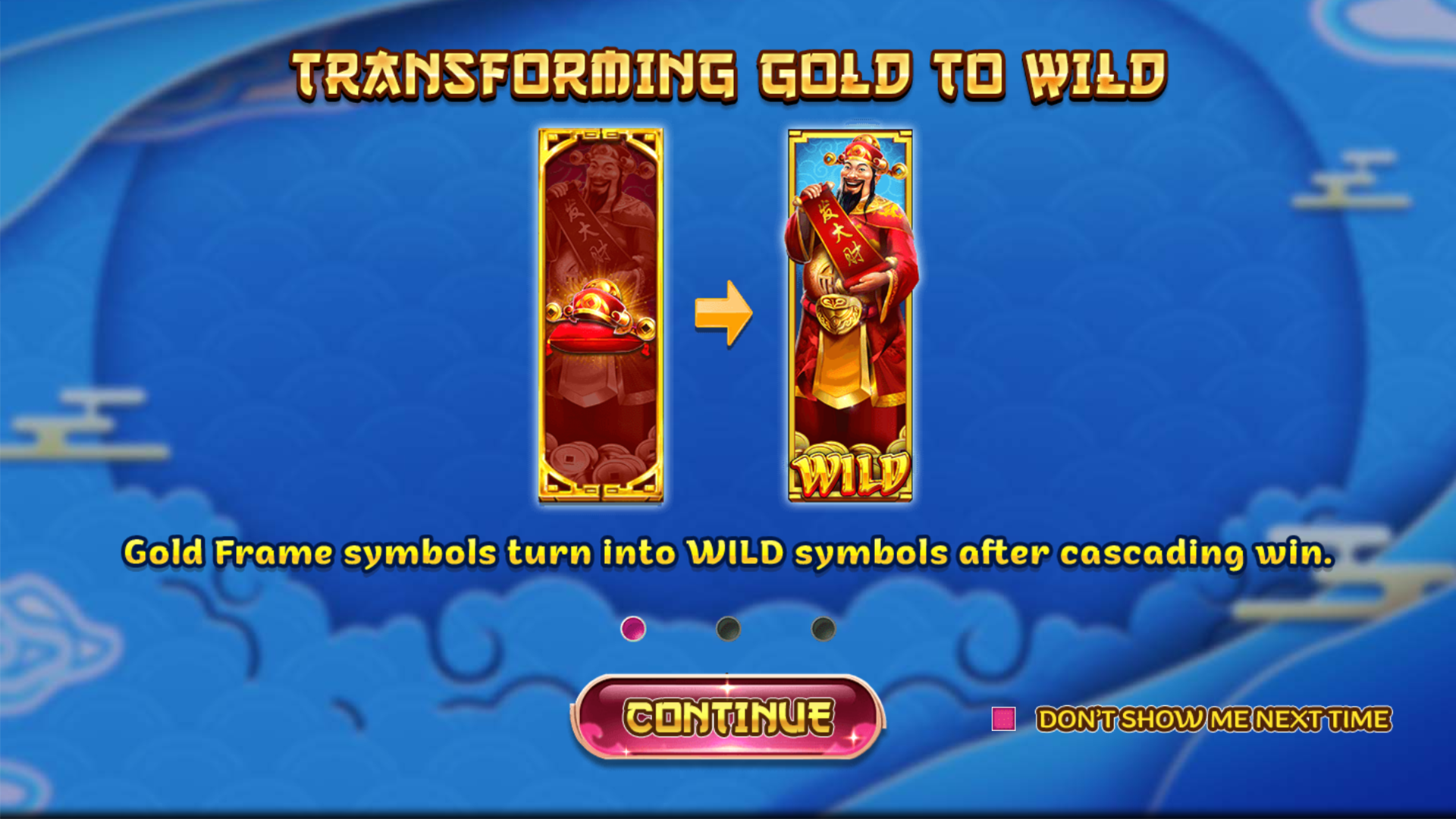 Caishen Deluxe Maxways Transforming Gold to Wild Feature