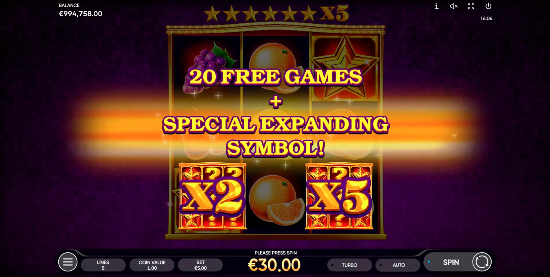 Multistar Fruits Free Spins
