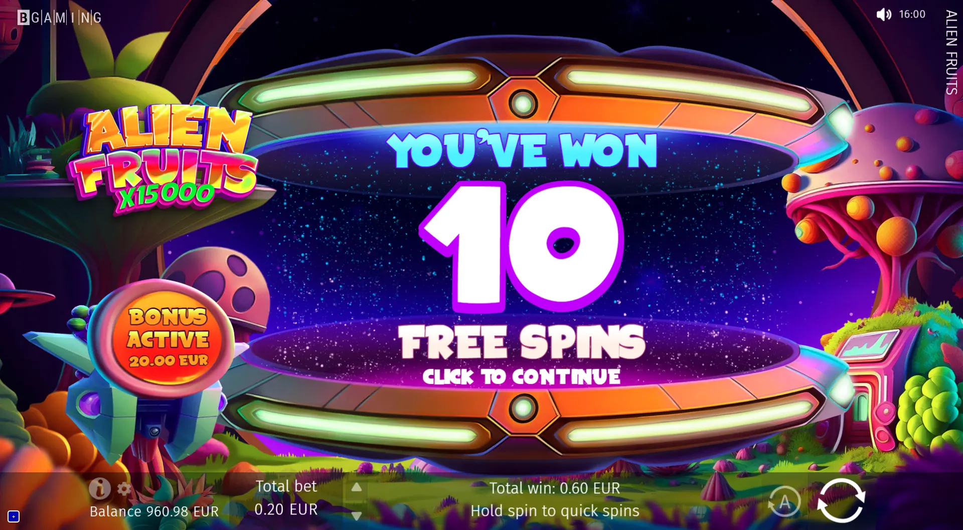 Alien Fruits Free Spins