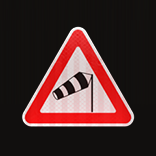 Autobahn Automat symbol Crosswind From the Right Warning Sign