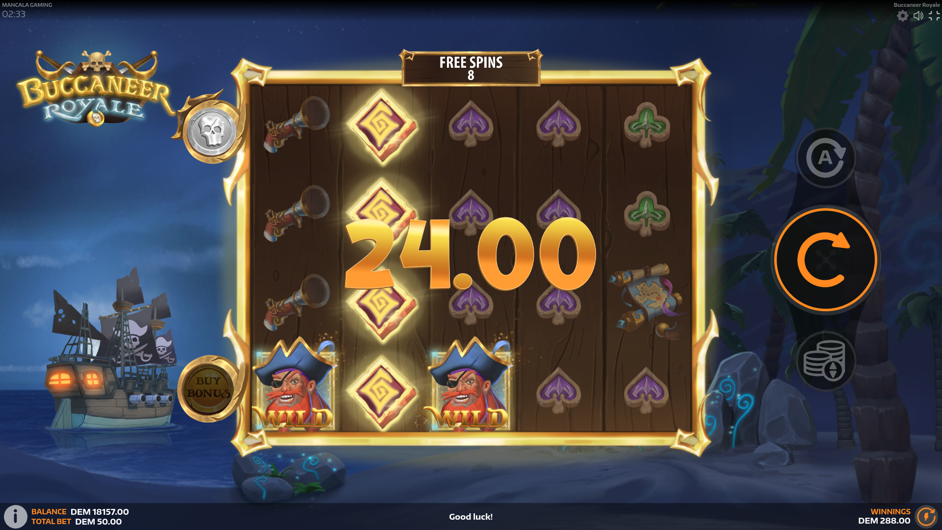 Buccaneer Royale Free spins