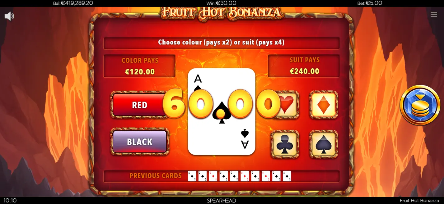 Fruit Hot Bonanza Card Gamble