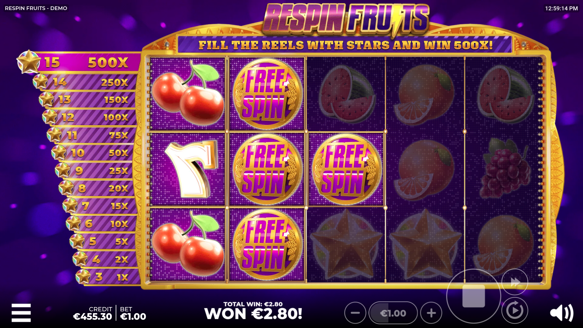 Respin Fruits Slot Free Spins