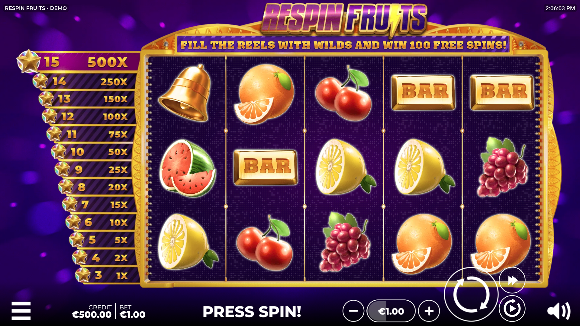 Respin Fruits Slot Theme