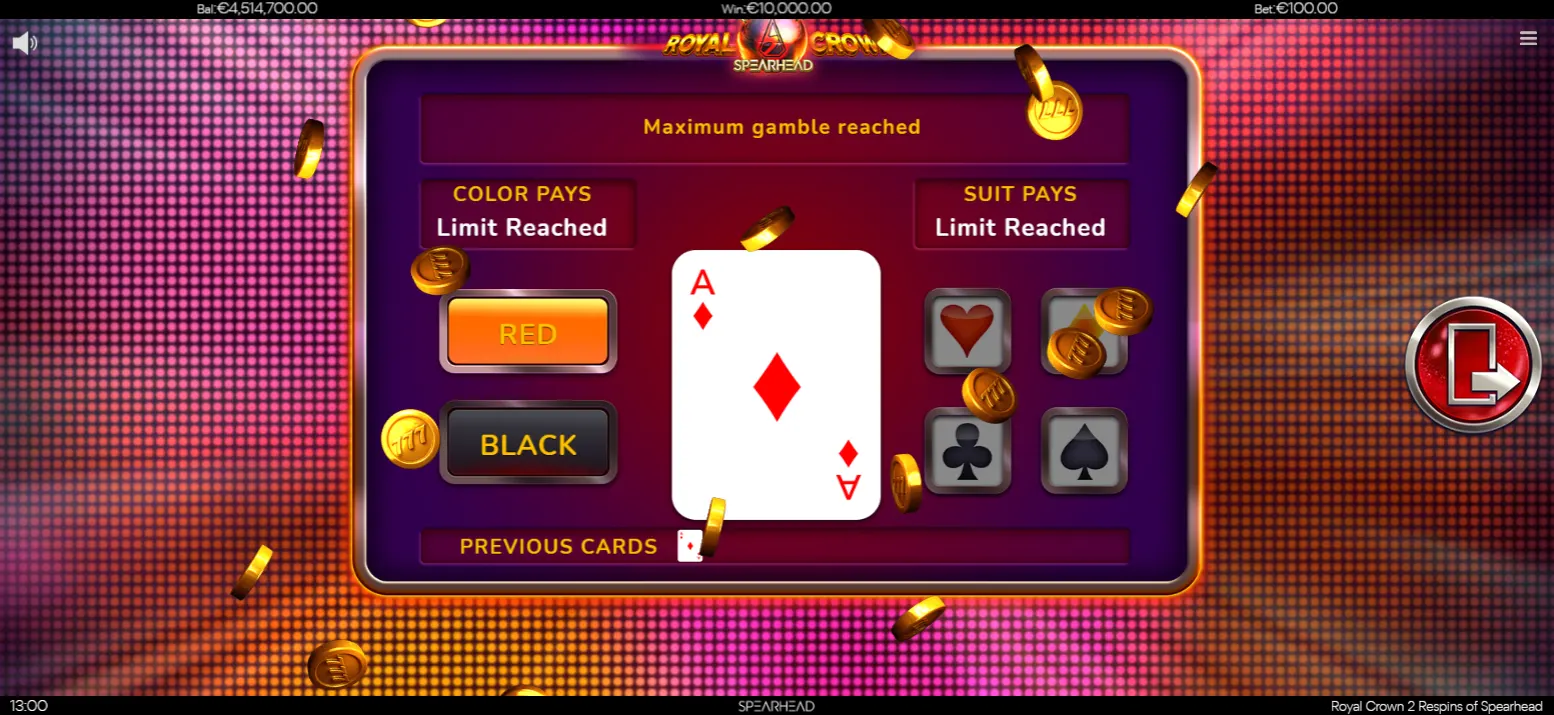 Royal Crown 2 Respins of Spearhead Gamble feature