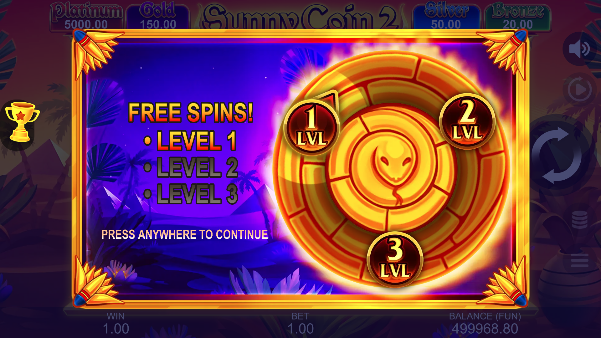 Sunny Coin 2: Hold the Spin Free Spins